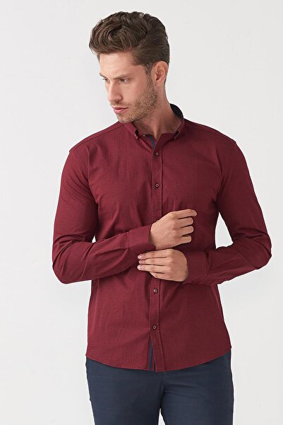 Mcr Men's Claret Red Classic Shirt - Mcr37701Bordo