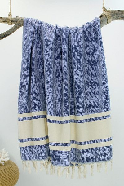 Bedinn Peshtemal Diamond Striped Royal Pst245