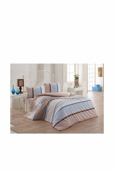 Kristal By Taç Crown Crystal Ranforce Double Duvet Cover Set - Vira Brown