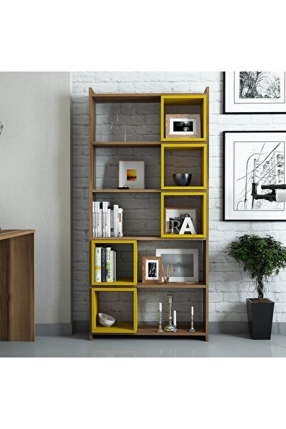 Variant Mobilya Box Kitaplık - Ceviz / Sarı