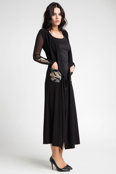 Laranor Kadın Siyah Pulpayet ve Tül Detaylı Hırka 16L5085