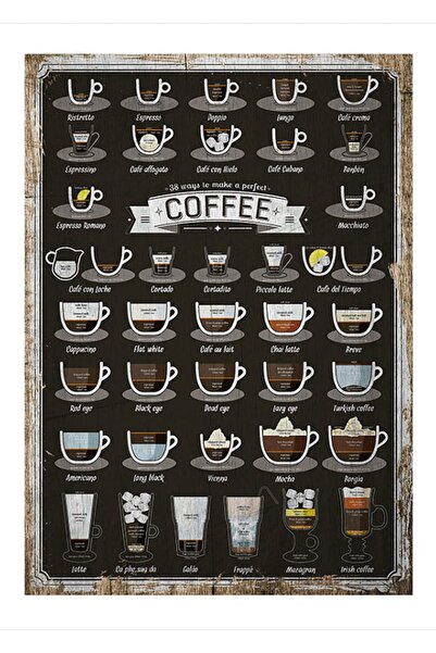 Cakatablo 50cmX70cm Ahşap Tablo Kahve çeşitleri afişi