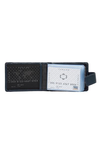 Tergan Genuine Leather Navy Blue Unisex Credit Card Holder S1KK00001512