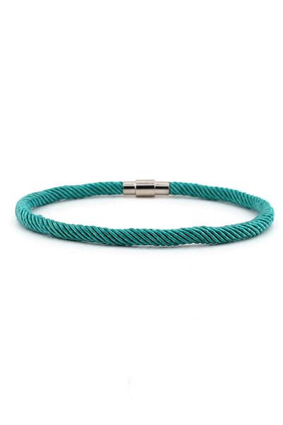 Solfera Men's Thin Turquoise Knitted String Magnetic Clip Bracelet Bt435