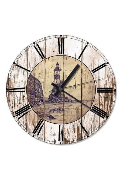 Cakatablo 30 Cm Çap Deniz ve Fener Analog Duvar Saati