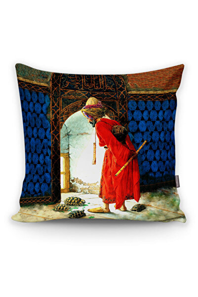 Realhomes Kaplumbağa Terbiyecisi Dijital Baskılı Dekoratif Yastık Kırlent