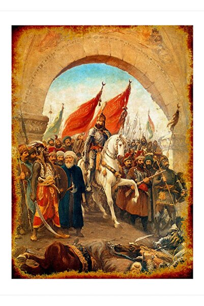 Cakatablo 35cmX50cm Ahşap Tablo Fatih'in İstanbul'a Girişi