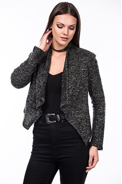 Kuponline Дамска черна жилетка с букле 4165-PK