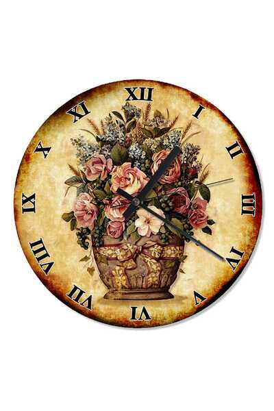 Generic Brand 30 cm Diameter Retro Flower Basket Decorative Wall Clock