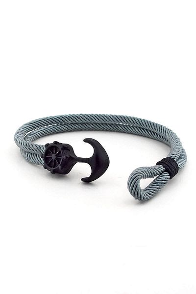 Solfera Men's Black Metal Anchor Rudder Gray Bracelet Bt261