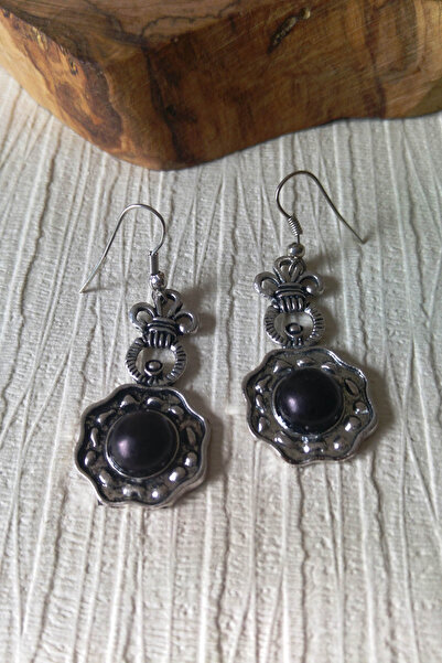 Kadın Oniks Fleur-De-Lys Sallantılı Küpe 9610109030306