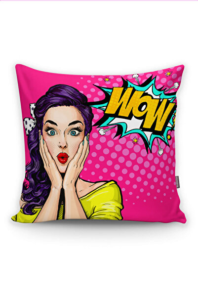 Realhomes Pop Art Resimli Dijital Baskılı Dekoratif Yastık Kırlent Kılıfı