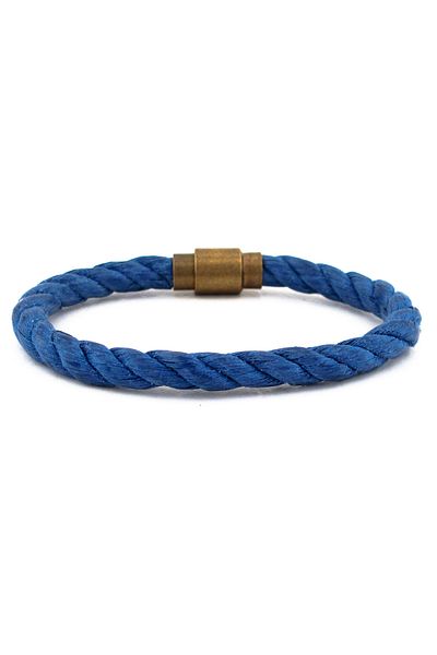 Solfera Men's Blue Rope Bronze Metal Magnetic Clip Bracelet Bt392