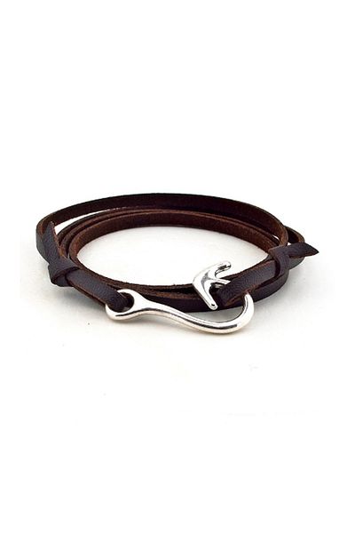 Solfera Men's Brown Orj Leather Hooked Bracelet BT313