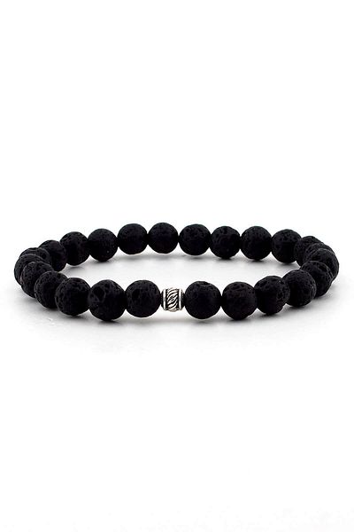 Solfera Men's Black Lava Stone Natural Stone Bracelet B651