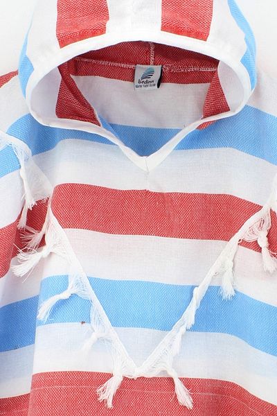 Bedinn Peshtemal Poncho Rainbow Red Blue