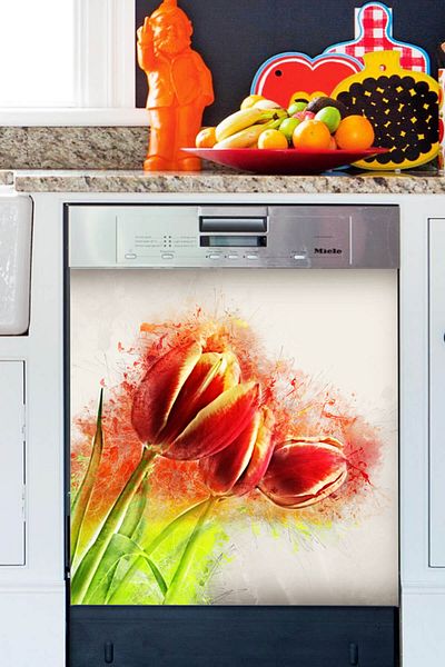 Tilki Dünyası Portrait Tulip Dishwasher Door Sticker BLSK000050