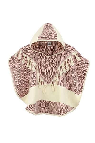Bedinn Unisex Children's Burgundy Pestemal Poncho