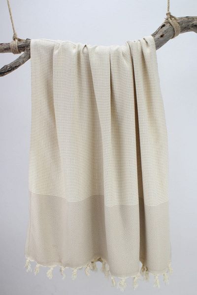 Bedinn Peshtemal Diamond Honeycomb Beige Pst273