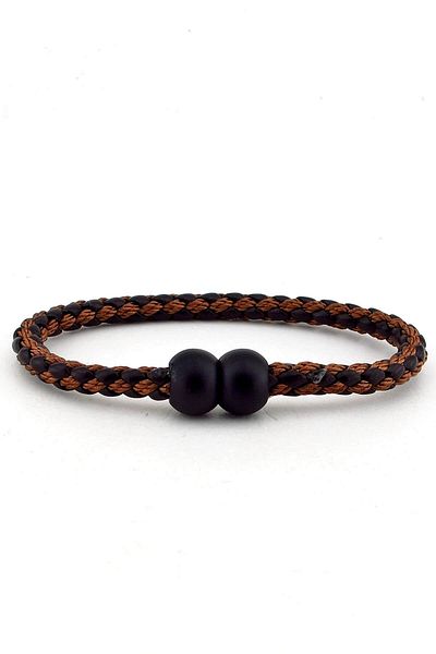 Solfera Men's Magnetic Brown Black Leather Bracelet Bt168