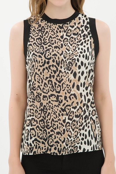 Koton Damen-Unterhemd mit Leopardenmuster 7KAK32182UW