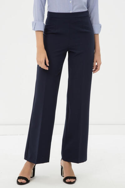 Koton Women's Navy Blue Trousers 7KAK43921EW