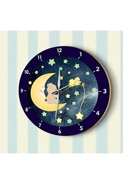 Dekor Loft Aydede ve Sevimli Aycık Fosforlu Çocuk Odası Duvar Saati