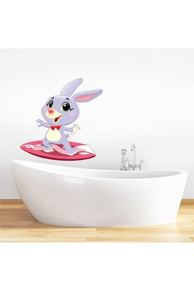 Tilki Dünyası Autocolant pentru baie și cabină de duș Surfing Rabbit