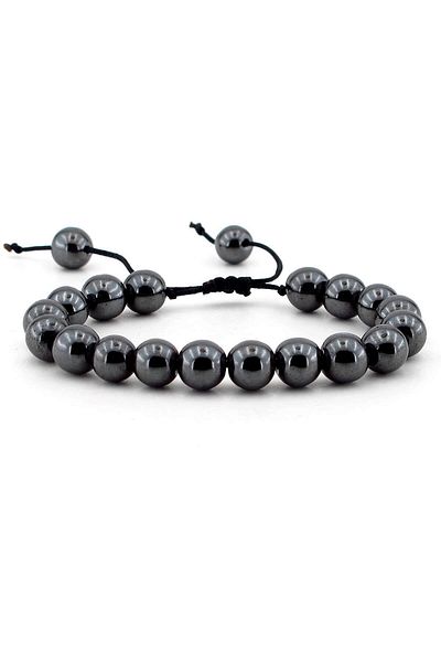 Solfera Men's Genuine Hematite Natural Stone Bracelet B606