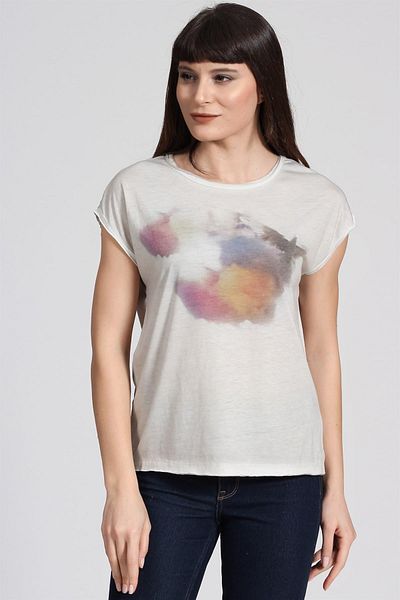 Seamoda Γυναικείο μπλουζάκι Rainbow Basic με στάμπα-μπεζ PRA-236846-544330