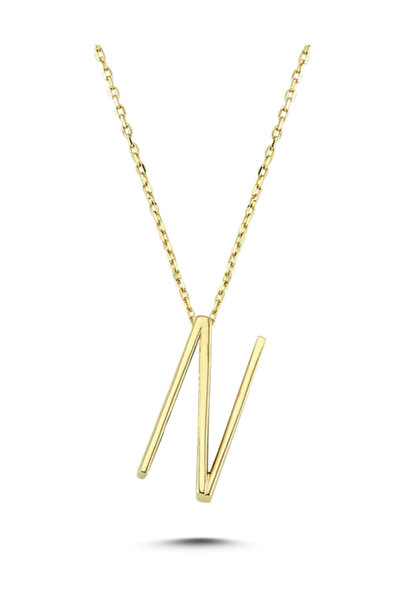 Glorria Kadın Altın 3 Boyutlu N Harf Kolye CM0472-N