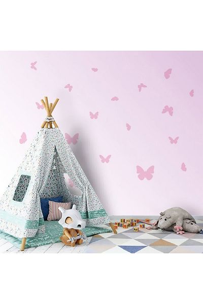 Tilki Dünyası Pink Butterflies Kids Room Wall Sticker