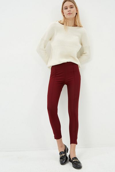 Koton Women's Burgundy Normal Waist Trousers 7KAK42329UK