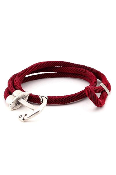 Solfera Men's Burgundy Colored Wrapped Large Anchor Bracelet Bt476