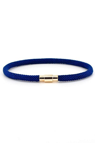 Solfera Men's Thin Navy Blue Knitted String Magnetic Clip Bracelet BT456