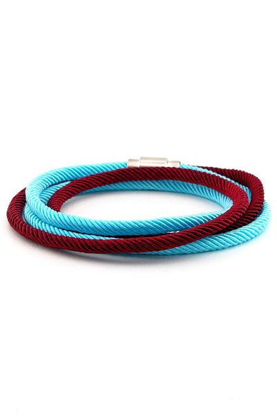 Solfera Men's Burgundy Blue Double Sira Magnetic Clip Bracelet Bt471