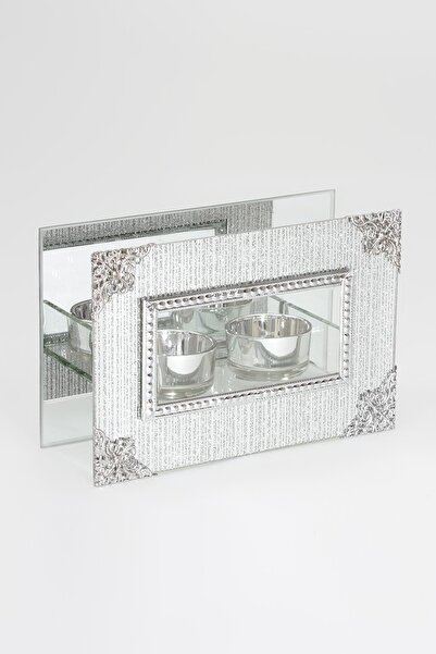 Mikasa Moor Gümüş Çizgili 2'li Tealightlık 18x7x12 cm P064.831020