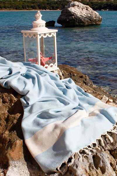 Bedinn Peshtemal Diamond ριγέ γαλάζιο Pst244