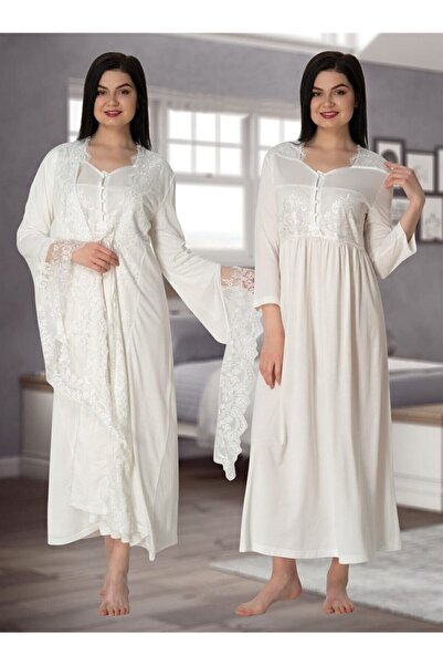 kaktüslohusa طقم ثوب نوم للحوامل بتصميم خاص من Effortt للنساء من Ecru مع ثوب ...