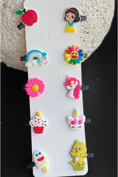 QUEEN AKSESUAR Bebek Çocuk Pembe 10 Lu Mini Figürlü Prenses Çiçek Meyve Unico...