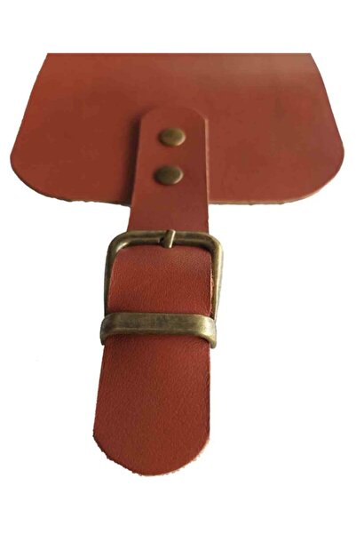 angel çanta aksesuar Real Leather 21x12 Cm Tan Color Bag Cover with Antique Metal
