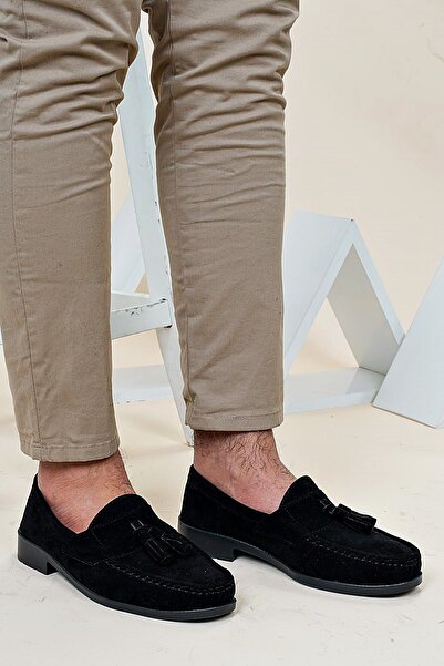 Generic Brand Black Suede Tasseled Corcik Model Heeled Casual Classic Men's S...