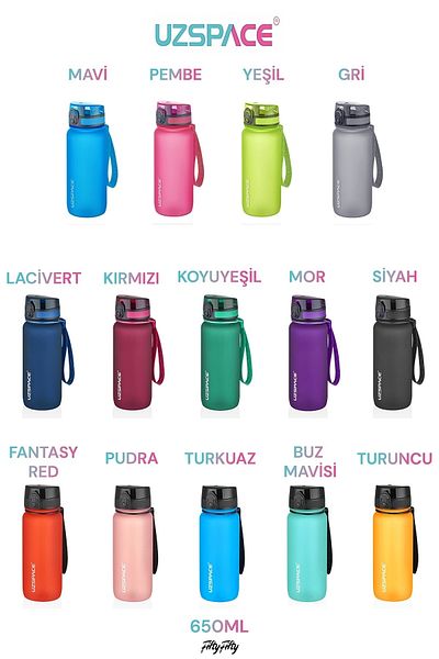 Uzspace Vagonlife 3037 650 ml black tritan flask