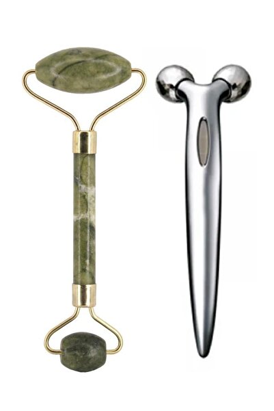 MUJGAN 2'li Cilt Bakım Seti Klasik 3d Masaj Aleti Yeşim Taşı Yüz Masaj Aleti