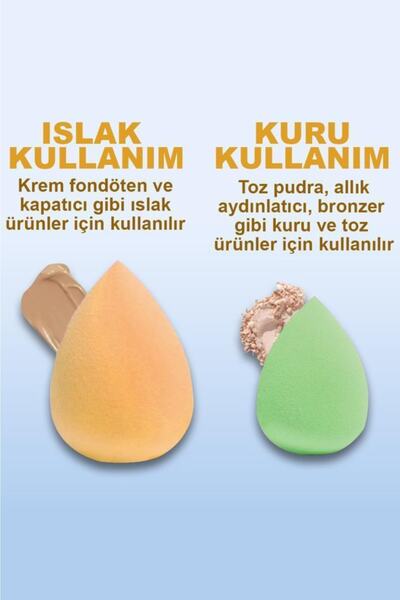 MUJGAN 5 Mini + 1 Orta Boy Makyaj Sünger Seti Pembe Renk