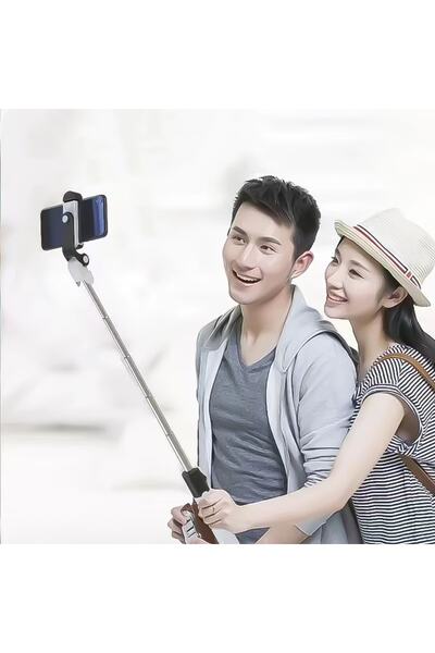 ELSE NIPPON Bluetooth Kumandalı Düz Siyah Selfie Çubuğu-tripod Vlog Telefon Tutucu