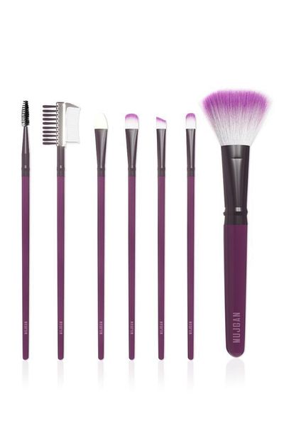 MUJGAN 7-Piece Bag Brush Set Purple
