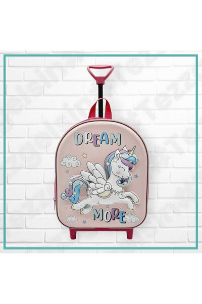 Tezzgelsin Pony At Çekçekli Tekerli Anaokulu Çantası 5d Baskılı Unicorn Dream...