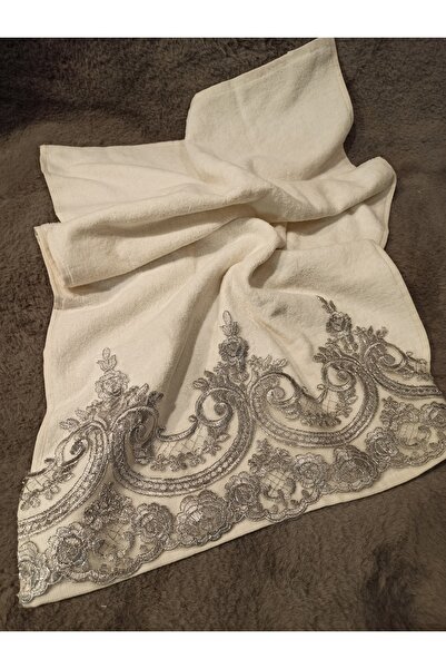 ŞENER HOME Γαλλική δαντέλα προίκα βελούδο 50x90 πετσέτα χεριών και προσώπου -...