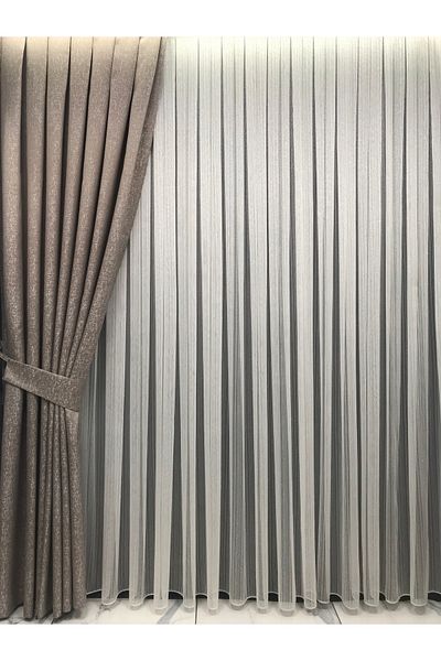 Taç Background Curtain White Detailed Mink Floor Close Pleat Don't Want Iron Background